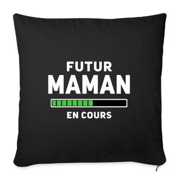 Futur Maman en cours W - Housse de coussin décorative 45 x 45 cm - noir - Devant