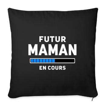 Futur Maman en cours W - Housse de coussin décorative 45 x 45 cm - noir - Devant