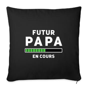 Futur Papa en cours W - Housse de coussin décorative 45 x 45 cm - noir - Devant
