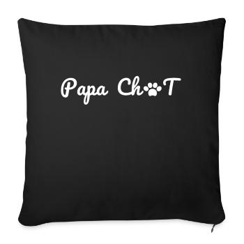 Papa chat -t-shirt famille chat assorti - Housse de coussin décorative 45 x 45 cm - noir - Devant