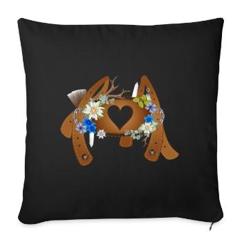 Barre transversale décorée avec bretelles lederhosen - Housse de coussin décorative 45 x 45 cm - noir - Devant