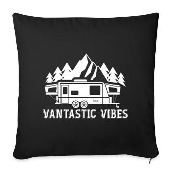 Vantastic Vibes! Van Travel Vibes - Sofa pillowcase 17,3'' x 17,3'' (45 x 45 cm) - black - Front