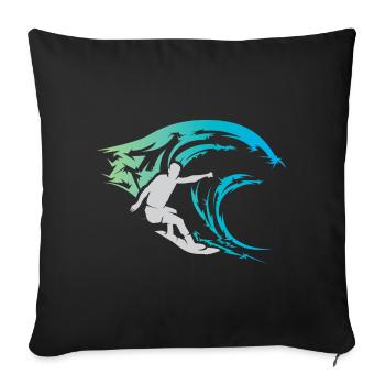 Surfer Wave Water Sea Sports Color Icon Logo - Housse de coussin décorative 45 x 45 cm - noir - Devant