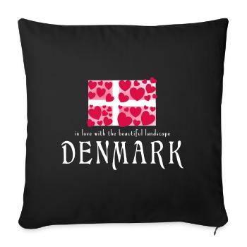 Denmark Dänemark Danmark - Sofa pillowcase 17,3'' x 17,3'' (45 x 45 cm) - black - Front