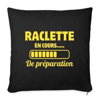 raclette, fromage fondu, station de ski - Housse de coussin décorative 45 x 45 cm - noir - Devant
