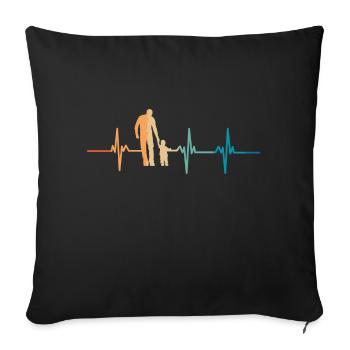 Battement de cœur papa - Housse de coussin décorative 45 x 45 cm - noir - Devant