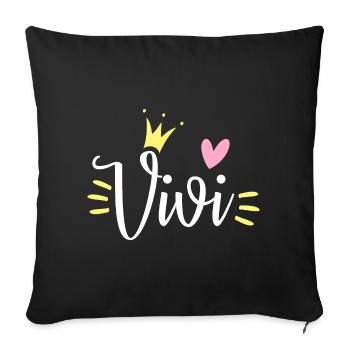 Couronne de nom Vivi - Housse de coussin décorative 45 x 45 cm - noir - Devant