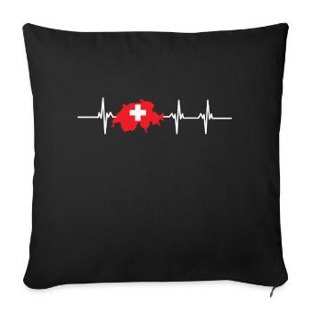 Battement de cœur suisse - Housse de coussin décorative 45 x 45 cm - noir - Devant