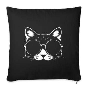 Drôle de chat avec des lunettes de soleil Chaton Sunglas Cats - Housse de coussin décorative 45 x 45 cm - noir - Devant