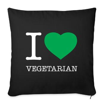 I LOVE VEGETARIAN - Sofakissenbezug 45 x 45 cm - Schwarz - Vorne