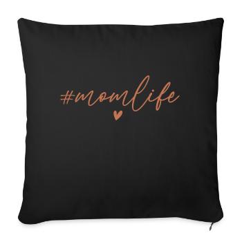 La vie de maman. Fête des mères. - Housse de coussin décorative 45 x 45 cm - noir - Devant