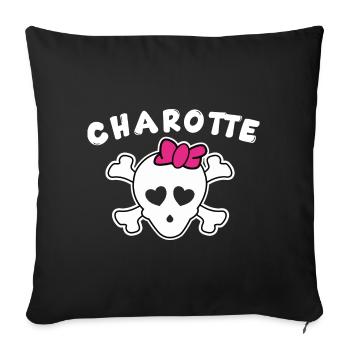 Pirate Charlotte Design pour les filles et les femmes - Housse de coussin décorative 45 x 45 cm - noir - Devant