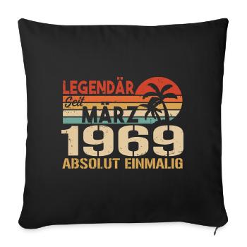 Legendary since March 1969 - absolutely unique - Sofa pillowcase 17,3'' x 17,3'' (45 x 45 cm) - black - Front