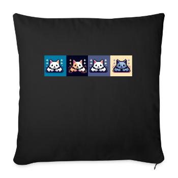 Cat attack - Sofa pillowcase 17,3'' x 17,3'' (45 x 45 cm) - black - Front