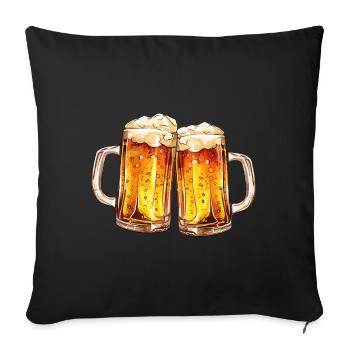 Chopes à bière Chopes à bière Verres à bière Bière à boire de l’alcool - Housse de coussin décorative 45 x 45 cm - noir - Devant