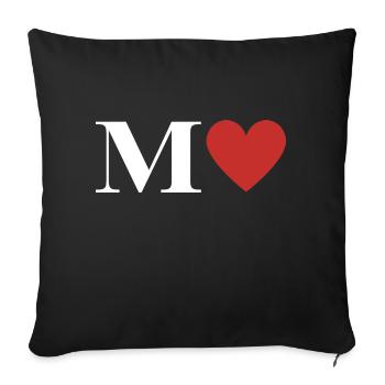 Lettre m cœur rouge - Housse de coussin décorative 45 x 45 cm - noir - Devant