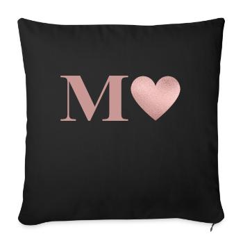Letter M Heart Rose Gold - Sofa pillowcase 17,3'' x 17,3'' (45 x 45 cm) - black - Front