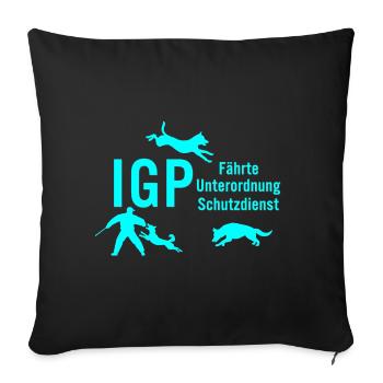 IGP Hundesport - türkis - Sofakissenbezug 45 x 45 cm - Schwarz - Vorne