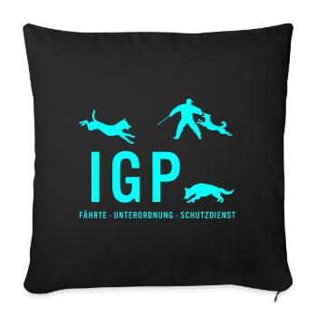 IGP Hundesport - Türkis - Sofakissenbezug 45 x 45 cm - Schwarz - Vorne