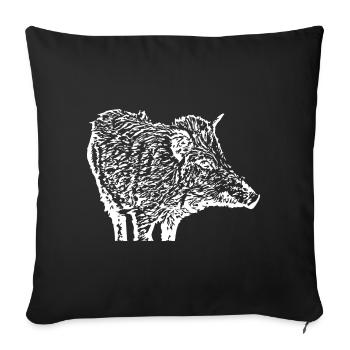Sanglier Sanglier Porc Truie Cochon - Housse de coussin décorative 45 x 45 cm - noir - Devant