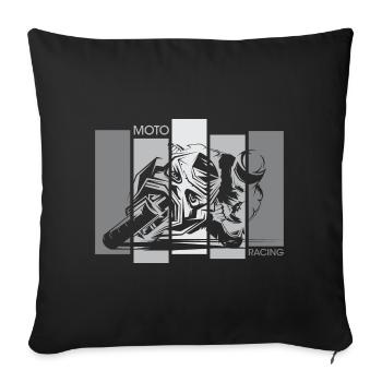Moto Racing Moto Moto Illustration Icône - Housse de coussin décorative 45 x 45 cm - noir - Devant