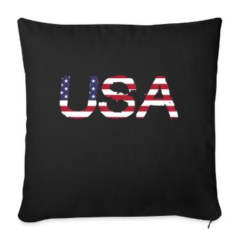 Les États-Unis aux couleurs du drapeau américain drapeau - Housse de coussin décorative 45 x 45 cm - noir - Devant