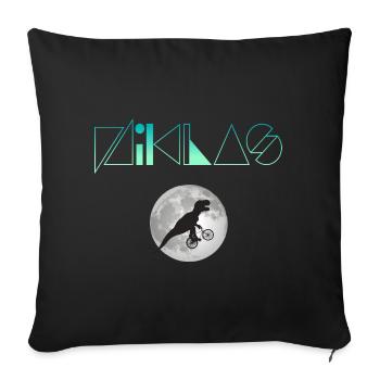 NIKLAS - Beautiful boy name with dinosaur - Sofa pillowcase 17,3'' x 17,3'' (45 x 45 cm) - black - Front