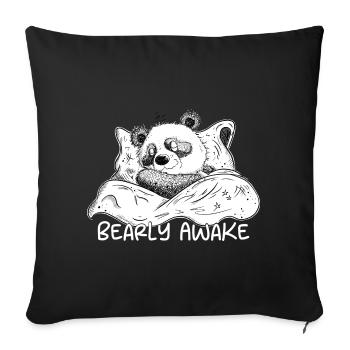 Panda Bear Sleeps With Saying Bearly Awake - Sofa pillowcase 17,3'' x 17,3'' (45 x 45 cm) - black - Front