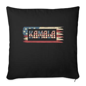 Kamala Harris présidente drapeau américain rétro - Housse de coussin décorative 45 x 45 cm - noir - Devant