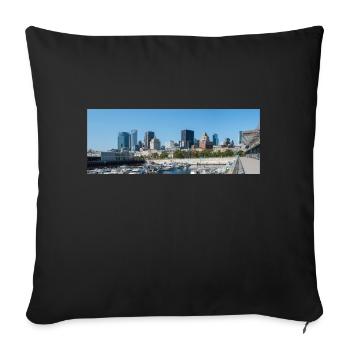 Panoramic view of Montreal Skyline from harbour - Sofa pillowcase 17,3'' x 17,3'' (45 x 45 cm) - black - Front
