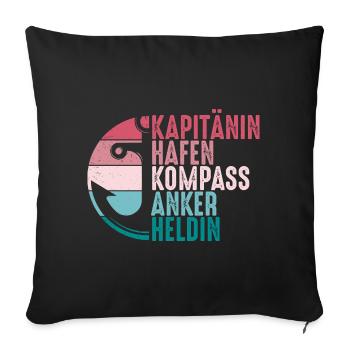 Kapitänin Hafen Kompass Anker Retro Seglerin - Sofakissenbezug 45 x 45 cm - Schwarz - Vorne