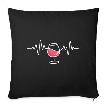 Wine heartbeat rosé wine red wine - Sofa pillowcase 17,3'' x 17,3'' (45 x 45 cm) - black - Front