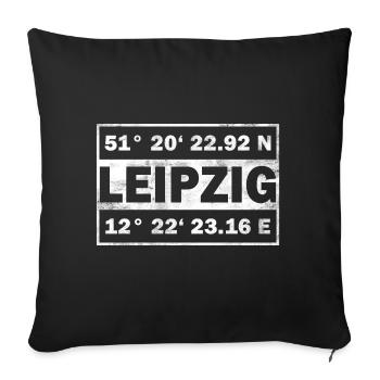 Leipzig Koordinaten Stadt Leipzig - Sofakissenbezug 45 x 45 cm - Schwarz - Vorne