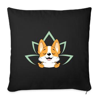 Meditating cute Corgi dog - Sofa pillowcase 17,3'' x 17,3'' (45 x 45 cm) - black - Front