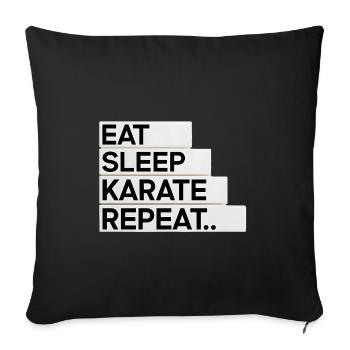 Manger. Dormir. Karaté. Répéter... - Housse de coussin décorative 45 x 45 cm - noir - Devant