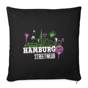 Hamburg Skyline City Germany Graffiti - Sofa pillowcase 17,3'' x 17,3'' (45 x 45 cm) - black - Front