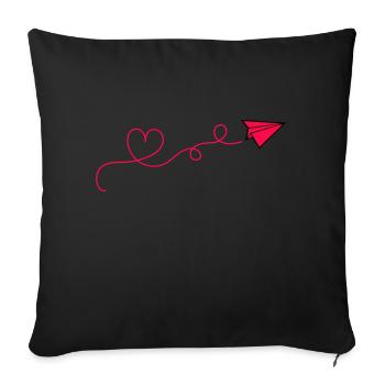 Coeur d’avion en papier - Housse de coussin décorative 45 x 45 cm - noir - Devant