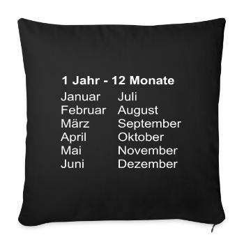 1Jahr 12 Monate Kalender Print - Sofakissenbezug 45 x 45 cm - Schwarz - Vorne