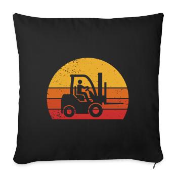 Chariot élévateur Vintage Chariot élévateur Magasiniers - Housse de coussin décorative 45 x 45 cm - noir - Devant