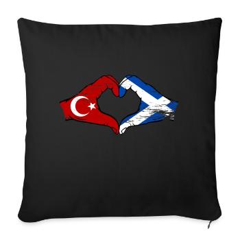 Turkey Scotland flag hands heart shape used - Sofa pillowcase 17,3'' x 17,3'' (45 x 45 cm) - black - Front