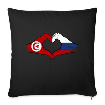 Tunisia Russia Flag Hands Heart Shape Used - Sofa pillowcase 17,3'' x 17,3'' (45 x 45 cm) - black - Front