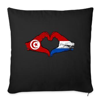 Tunisie Hollande Drapeau Mains Coeur Forme Utilisé - Housse de coussin décorative 45 x 45 cm - noir - Devant