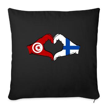 Tunisie Finlande Drapeau Mains Coeur Forme - Housse de coussin décorative 45 x 45 cm - noir - Devant