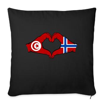 Tunisia Norway Flag Hands Heart Shape - Sofa pillowcase 17,3'' x 17,3'' (45 x 45 cm) - black - Front