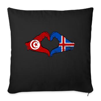 Tunisia Iceland flag hands heart shape used - Sofa pillowcase 17,3'' x 17,3'' (45 x 45 cm) - black - Front