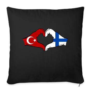 Turquie Finlande Drapeau Mains Coeur Forme - Housse de coussin décorative 45 x 45 cm - noir - Devant