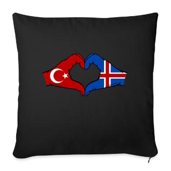 Turquie Islande Drapeau Mains Coeur Forme - Housse de coussin décorative 45 x 45 cm - noir - Devant