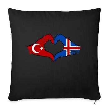 Turkey Iceland Flag Hands Heart Shape Used - Sofa pillowcase 17,3'' x 17,3'' (45 x 45 cm) - black - Front