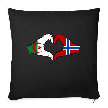 Algeria Norway Flag Hands Heart Shape - Sofa pillowcase 17,3'' x 17,3'' (45 x 45 cm) - black - Front