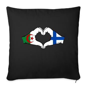 Algérie Finlande Drapeau Mains Coeur Forme - Housse de coussin décorative 45 x 45 cm - noir - Devant